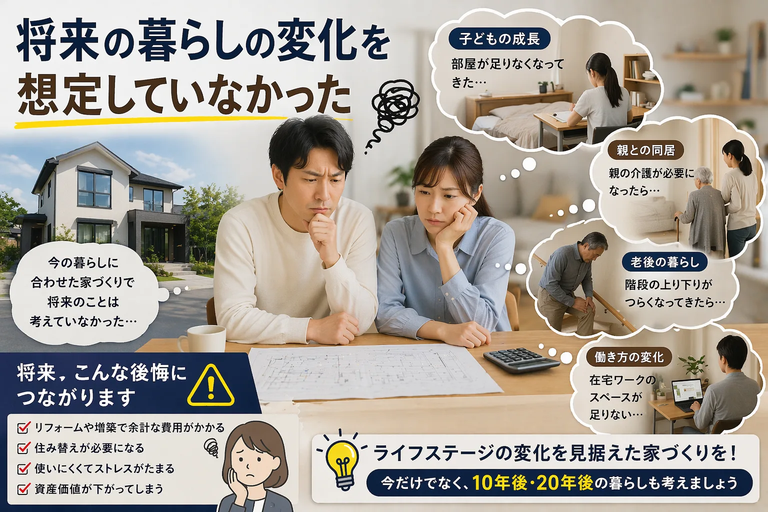 後悔した例：将来の暮らしの変化を想定していなかった
