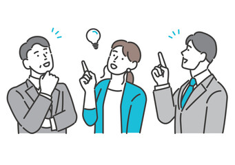 3人が意見を出し合っているイラスト