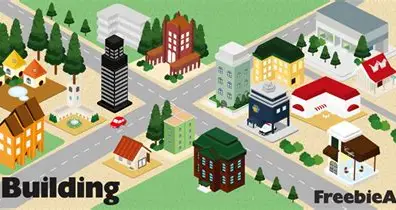 住宅と店舗が並ぶ街並みのイラスト